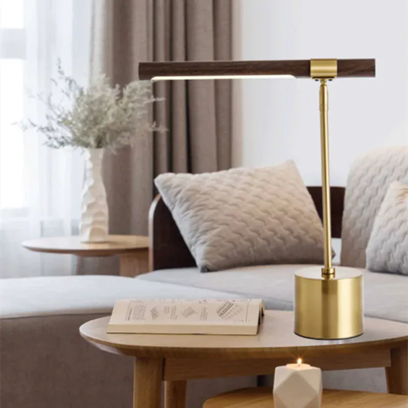 LampeHub Linear Wood LED Task Light Designer vintage deco Lamp Luxury Led Bedroom Bedside Home Decoration Living Room study table lamp