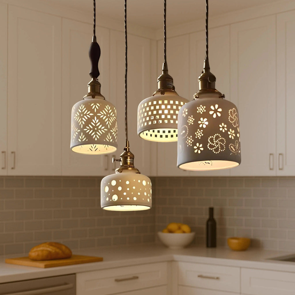 LampeHub Luminaire suspension pour salon en bois