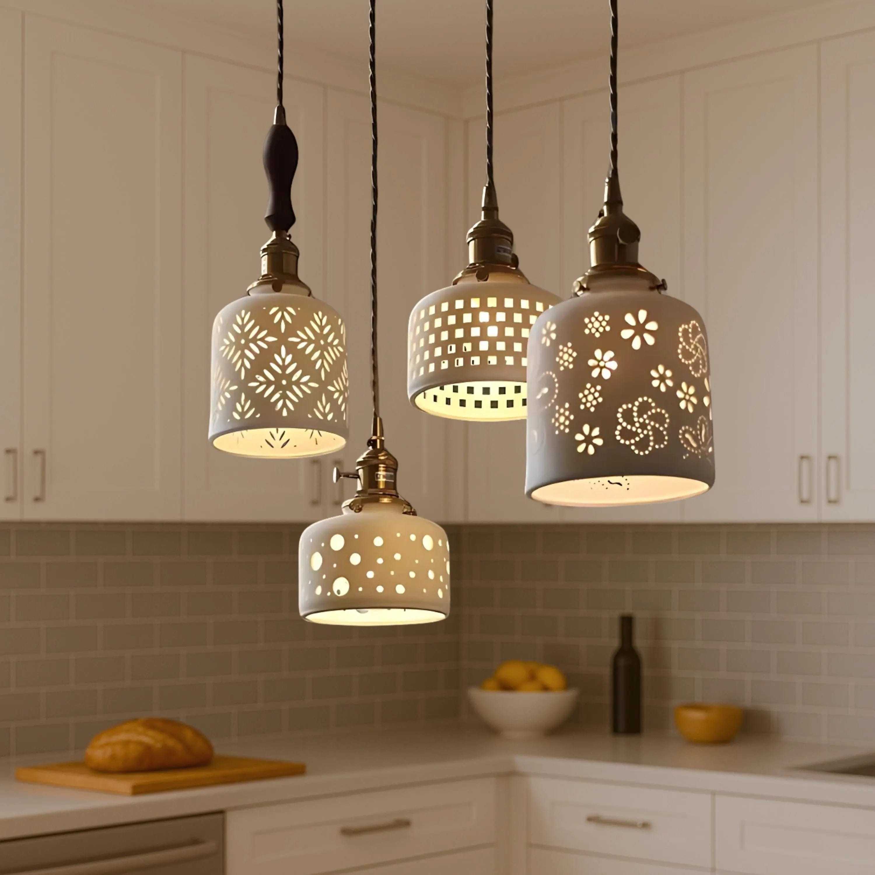 LampeHub Luminaire suspension pour salon en bois