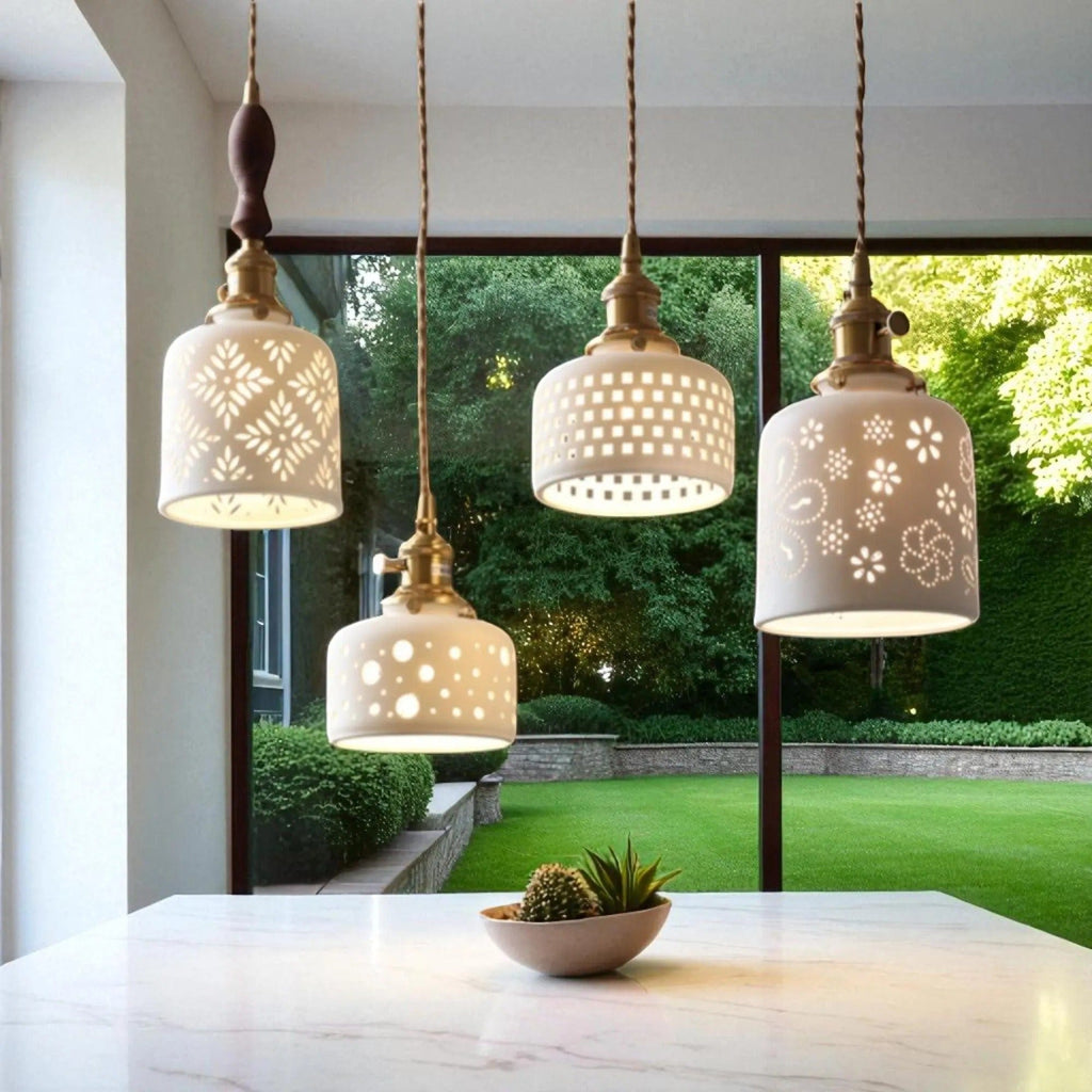 LampeHub Luminaire suspension pour salon en bois