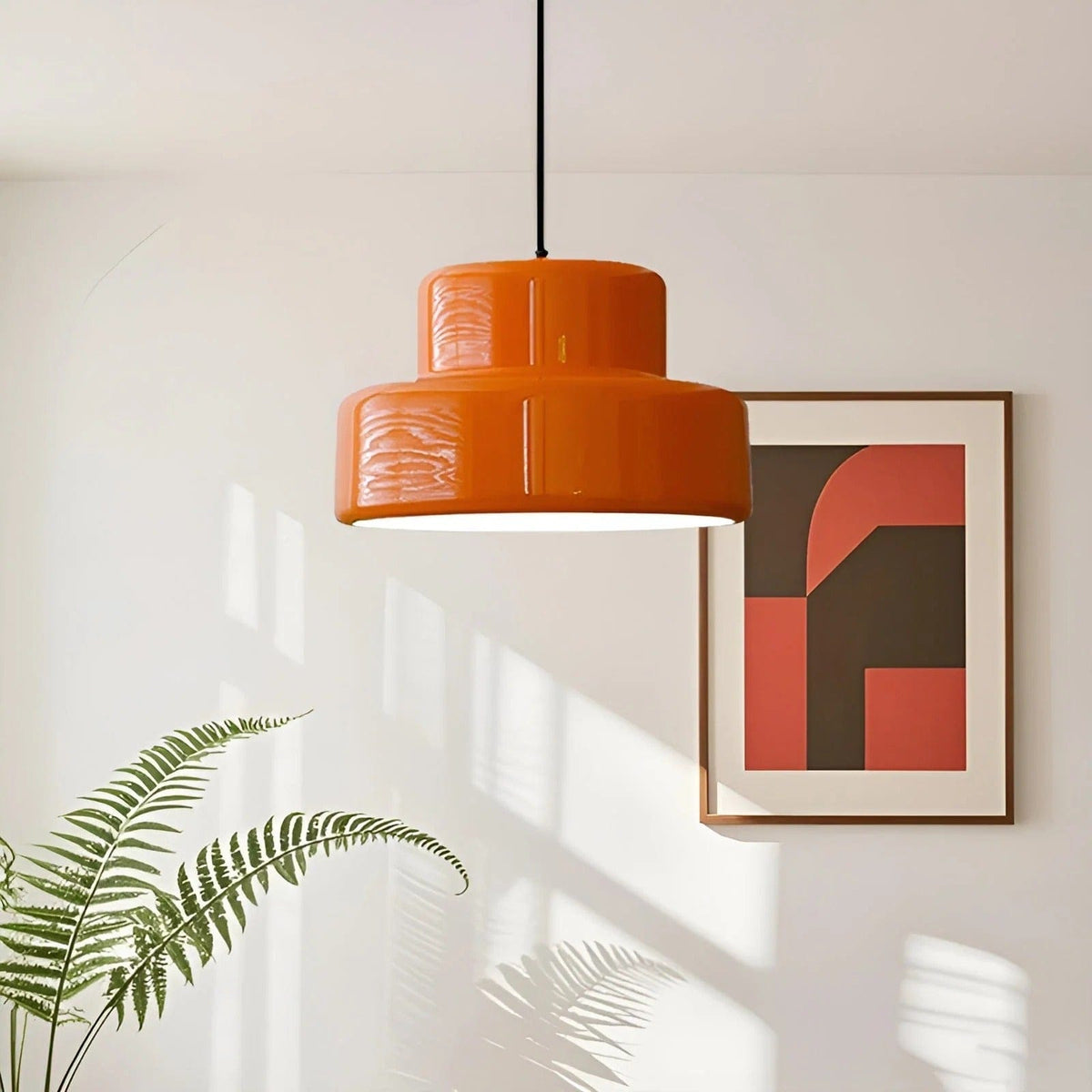LampeHub Luminaire Suspension Verre Orange
