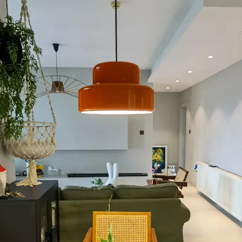 LampeHub Luminaire Suspension Verre Orange
