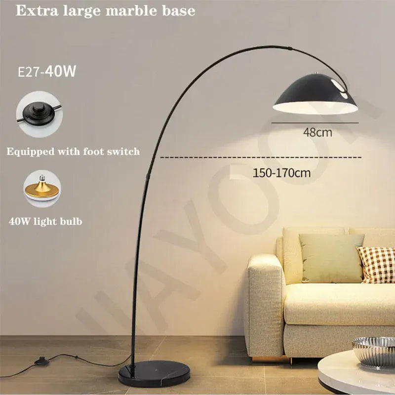 LampeHub Marble 48X208CM / Noir Lampadaire Salon Sur pied Design