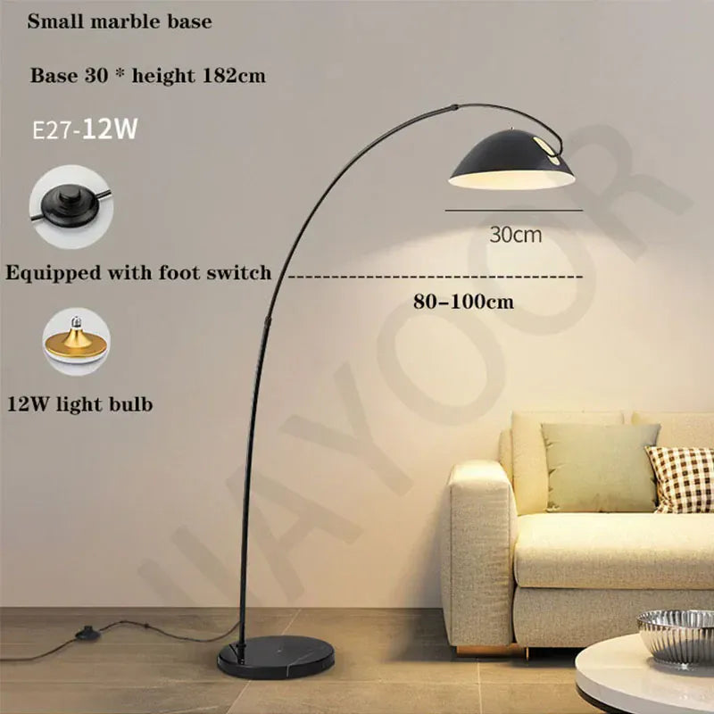 LampeHub Marbre 30X182CM / Noir Lampadaire Salon Sur pied Design