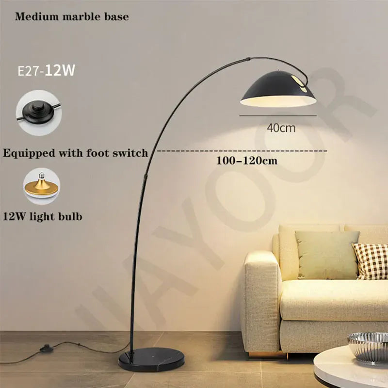 LampeHub Marbre 40X192CM / Noir Lampadaire Salon Sur pied Design