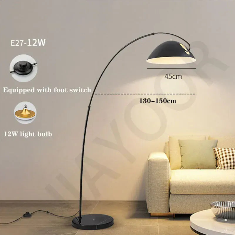 LampeHub Marbre 45X192CM / Noir Lampadaire Salon Sur pied Design