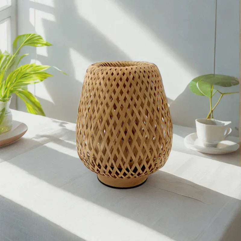 LampeHub Marron Lampe de chevet Bamboo