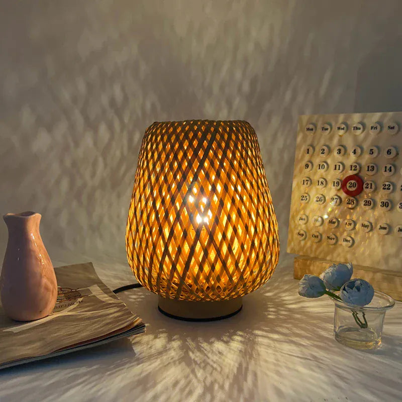 LampeHub Marron Lampe de chevet Bamboo