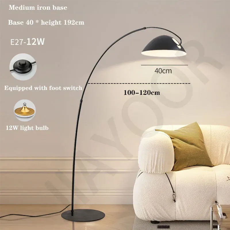 LampeHub Metal 40X192CM / Noir Lampadaire Salon Sur pied Design