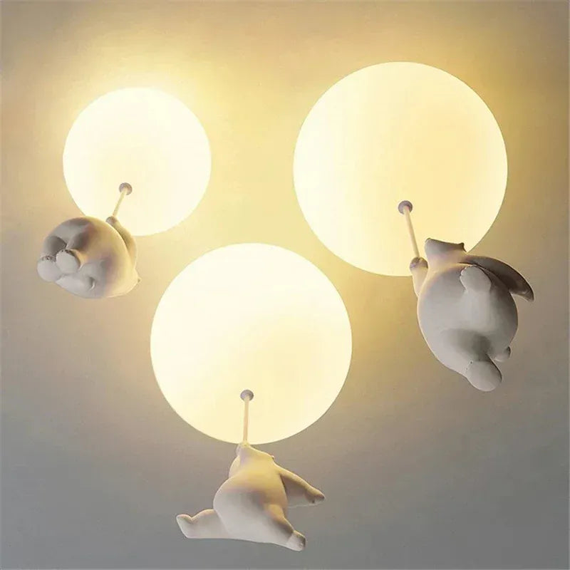 LampeHub Modern bedroom LED pendant light creative cartoon lighting children's room polar bear Chandelier theme children's kindergarten