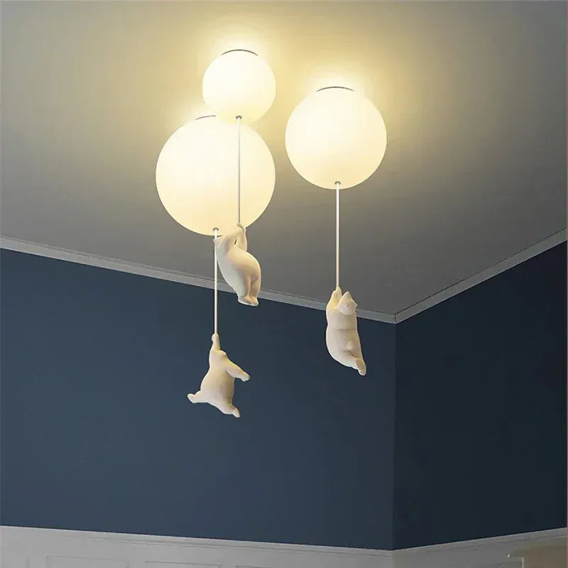 LampeHub Modern bedroom LED pendant light creative cartoon lighting children's room polar bear Chandelier theme children's kindergarten