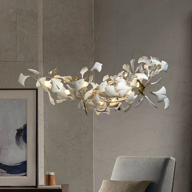 LampeHub Modern Design Chandeliers Porcelain Leaves Pendant Lights for Hotel Living Dining Room Bedroom Art Lobby Decoration Chandelier