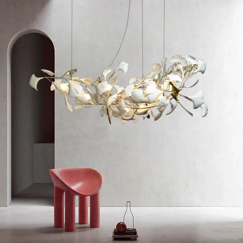 LampeHub Modern Design Chandeliers Porcelain Leaves Pendant Lights for Hotel Living Dining Room Bedroom Art Lobby Decoration Chandelier