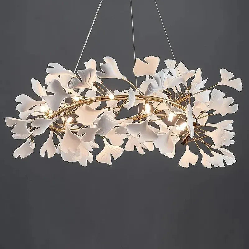 LampeHub Modern Design Chandeliers Porcelain Leaves Pendant Lights for Hotel Living Dining Room Bedroom Art Lobby Decoration Chandelier