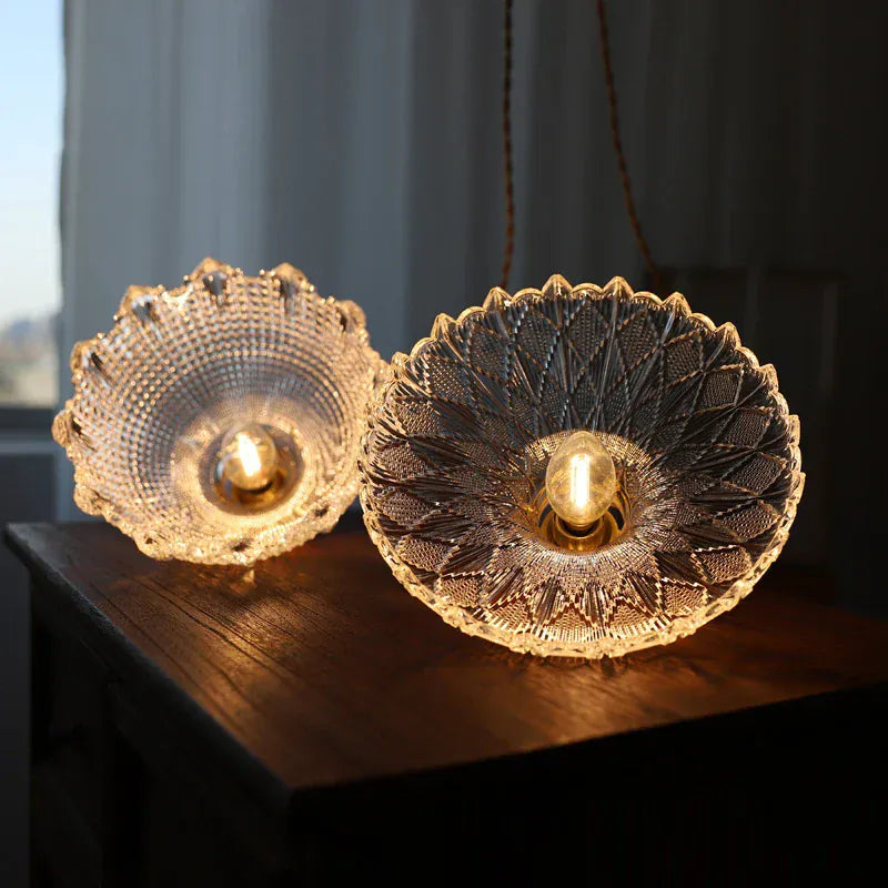 LampeHub Modern Glass Pendant Light Dining Room Retro Chandelier Creative Hanging Light Transparent Lampshade For Restaurant Lamp Ceiling