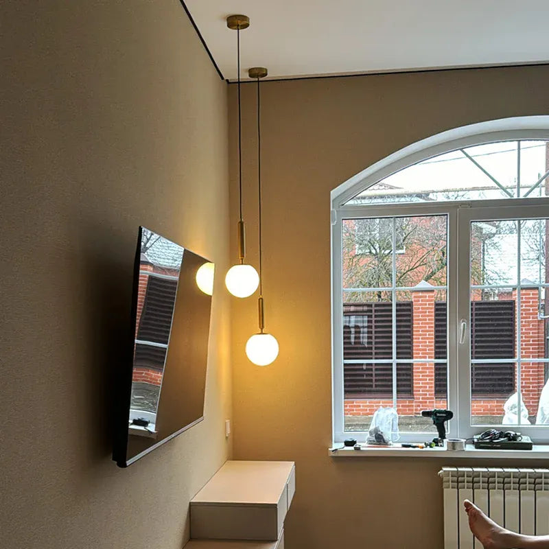 LampeHub Modern Glass Pendant lights for bedroom bar Hanging Lights kitchen Fixtures Dining Room Decoration home lamp Ball Lampshade