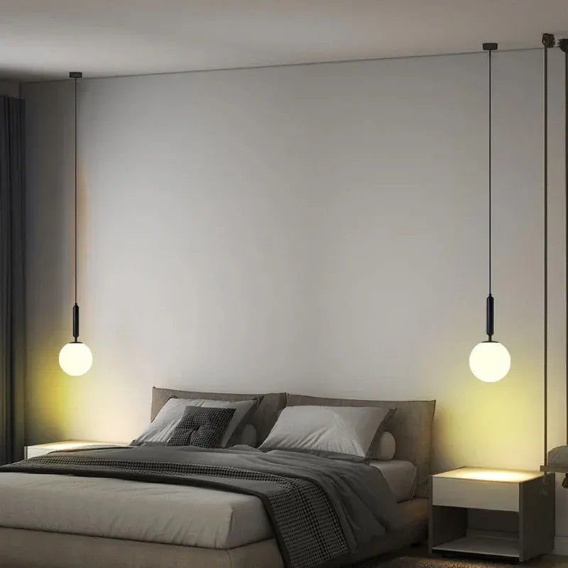 LampeHub Modern Glass Pendant lights for bedroom bar Hanging Lights kitchen Fixtures Dining Room Decoration home lamp Ball Lampshade