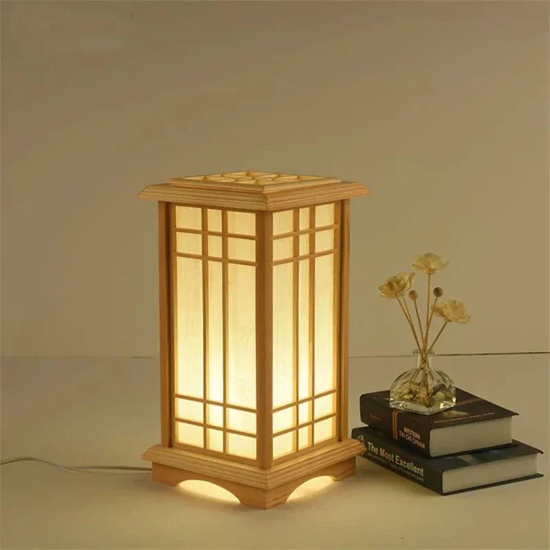 LampeHub Modern Japanese Floor Lamps Tatami Style Square Shape Wooden LED Lamp Floor Bedroom Standing Lamps for Living Room Study E27