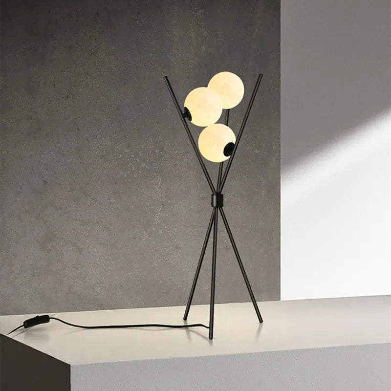 LampeHub Modern Led Floor Lamp 3D Moon Iron Tripod Floor Lamps For Living Room Bedroom Loft Study Decor Light Nordic Table Standing Lamp
