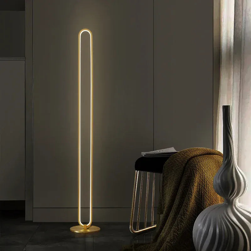 LampeHub Modern LED Floor Lamp Minimalist Loop Design, Dimmable Standing Light for Living Room Bedroom Home Decor