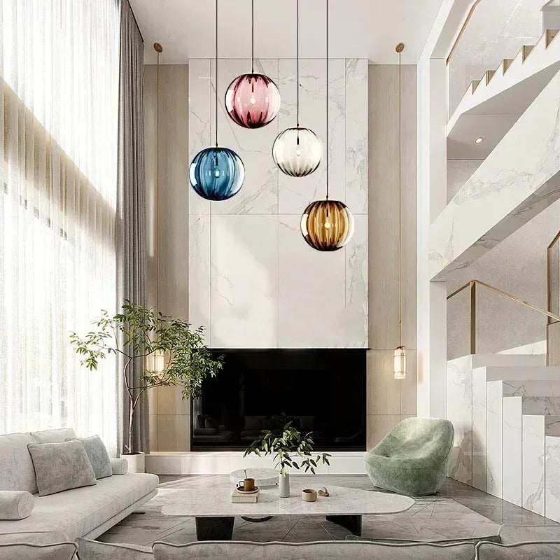 LampeHub Modern Led Pendant Light Nordic Glass Ball Hanglamp For Bedroom Dining Room Bar Decor Loft Luminaire Suspension Kitchen Fixtures