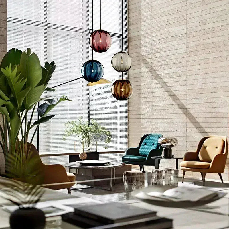 LampeHub Modern Led Pendant Light Nordic Glass Ball Hanglamp For Bedroom Dining Room Bar Decor Loft Luminaire Suspension Kitchen Fixtures