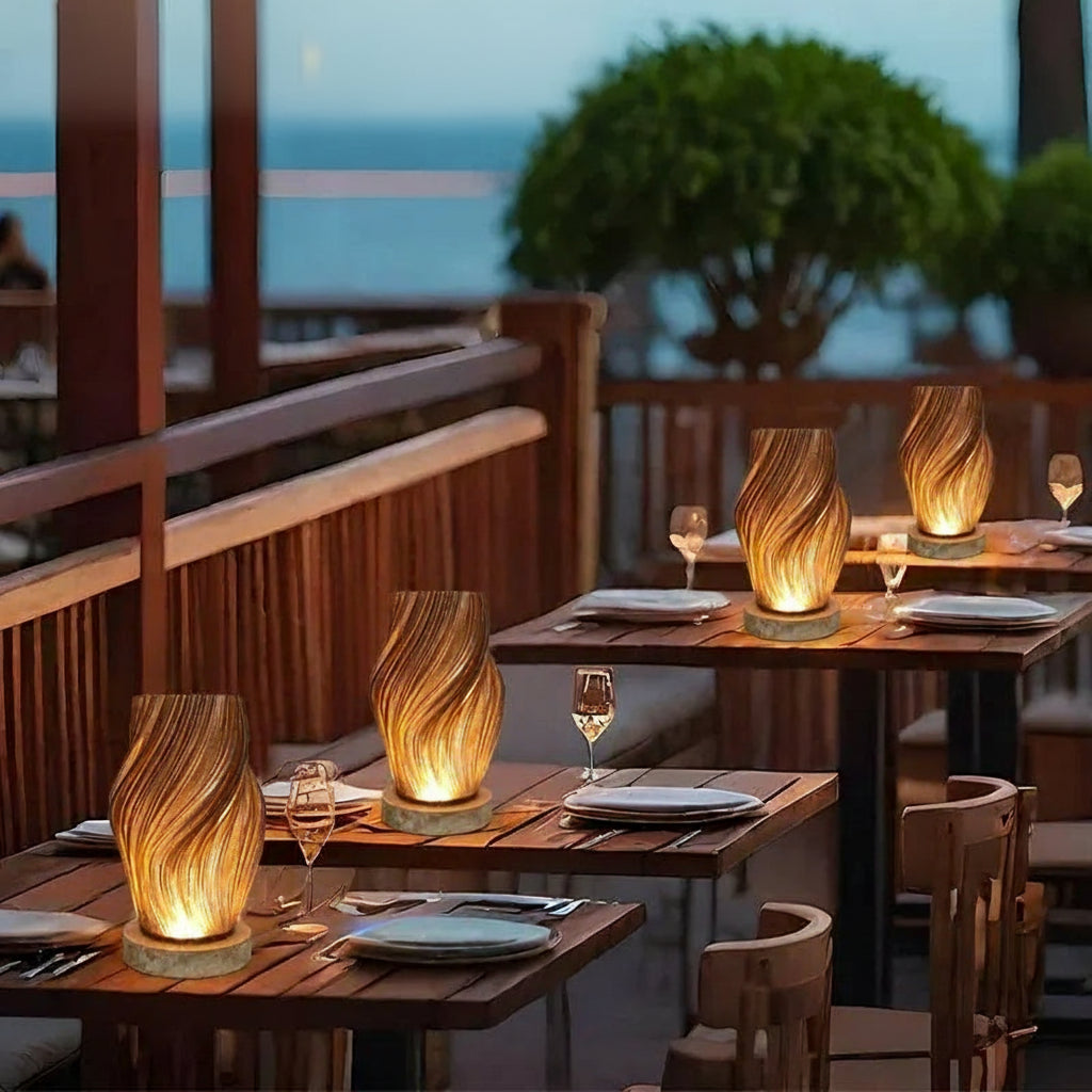 LampeHub Modern minimalist cream-colored table lamp with wooden base featuring three adjustable color temperatures. Ideal for living room