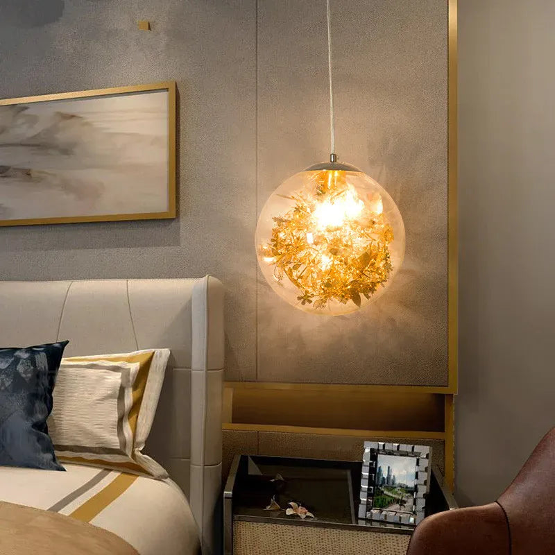 LampeHub Modern Pendent Lamp Nordic Glass Hanging Led Lighting Fixture Simple Creative Bedroom Bedside Kitchen Room Decoration Chandelier