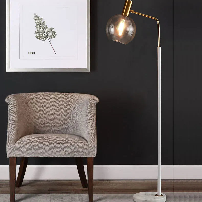 LampeHub Multicolor Glass Living Room Sofa Bedside Reading Floor Lamp Copper Color Lamp Body Glass Lampshade Nordic Led Floor Lamp