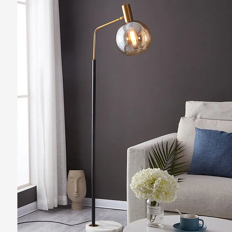 LampeHub Multicolor Glass Living Room Sofa Bedside Reading Floor Lamp Copper Color Lamp Body Glass Lampshade Nordic Led Floor Lamp