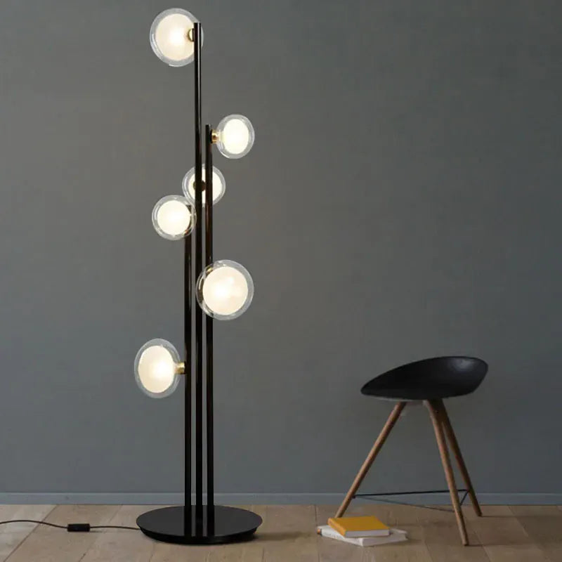 LampeHub NABILA FLOOR LAMP Vintage glass ball floor lamp Vertical For Bedroom Room Decoration G9 Designer Black Nordic minimalist lamp