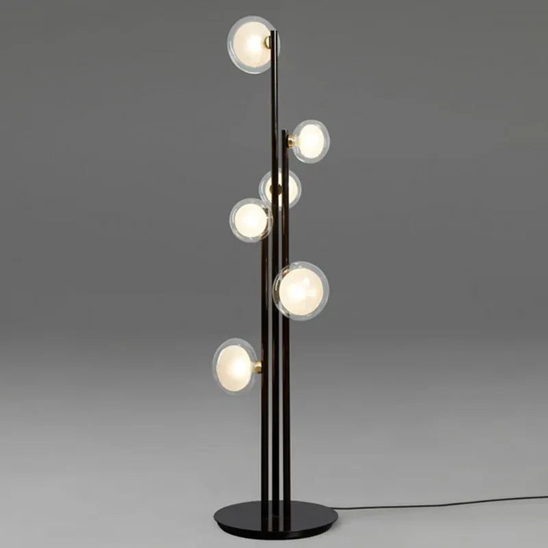 LampeHub NABILA FLOOR LAMP Vintage glass ball floor lamp Vertical For Bedroom Room Decoration G9 Designer Black Nordic minimalist lamp