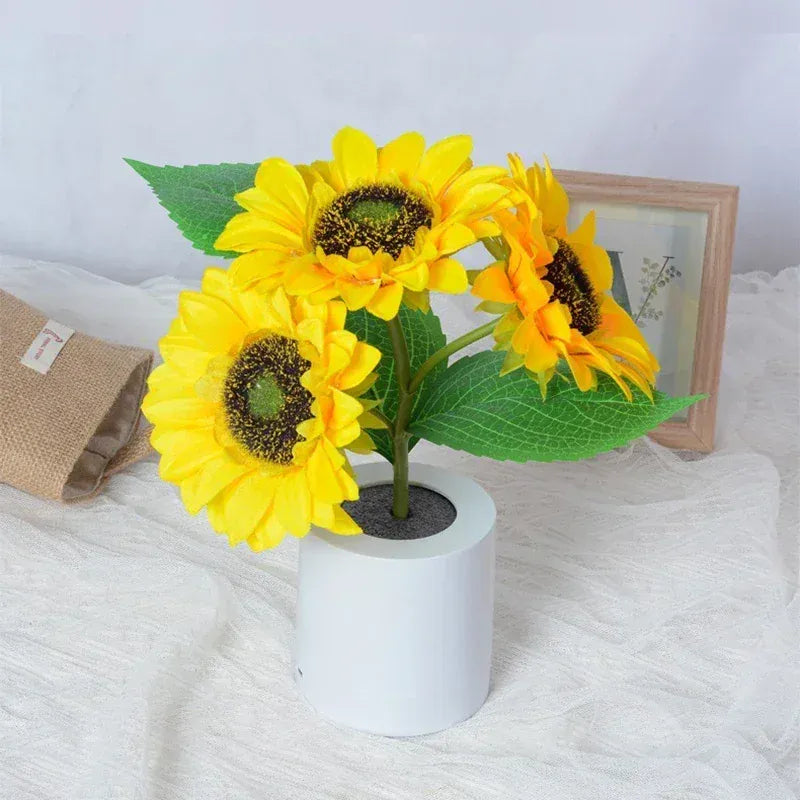 LampeHub Night Light 3 LED Night Light Rechargeable Sunflower Lights Interior Lighting Bedroom Bedside Desktop Decoration Table Lamp Night Lamps