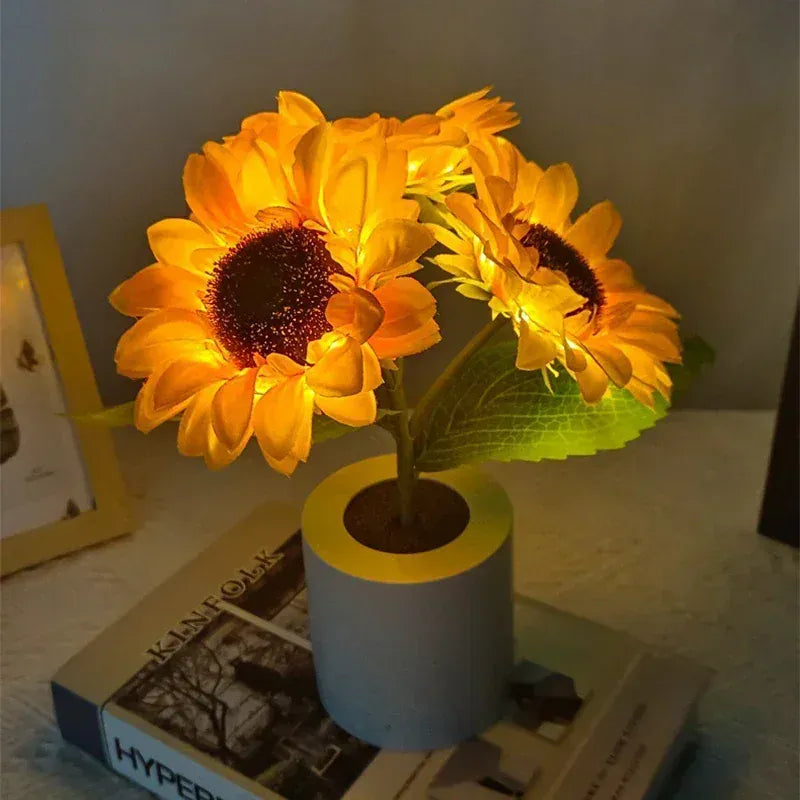 LampeHub Night Light 3 LED Night Light Rechargeable Sunflower Lights Interior Lighting Bedroom Bedside Desktop Decoration Table Lamp Night Lamps