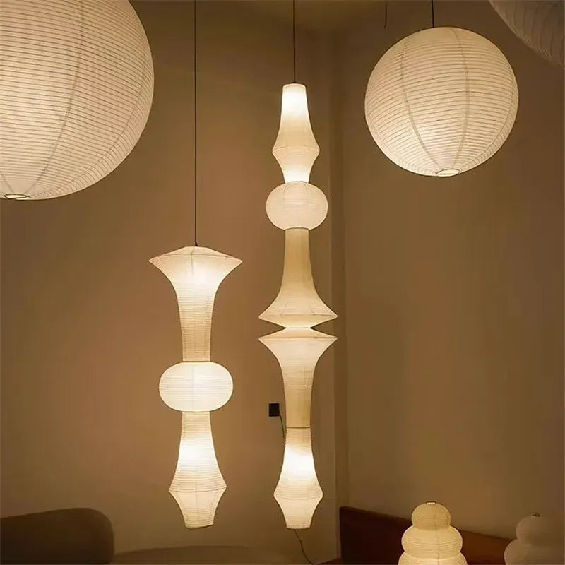 LampeHub Noguchi pendant light Janpanese Akari Rice pendant Lamp for Bedroom Living Room hotel Stairs loft Rice Paper Suspend Chandelier