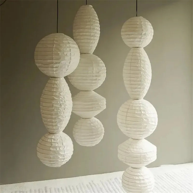 LampeHub Noguchi pendant light Janpanese Akari Rice pendant Lamp for Bedroom Living Room hotel Stairs loft Rice Paper Suspend Chandelier