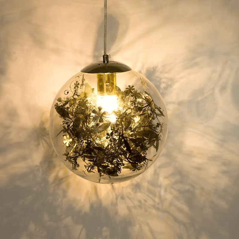 LampeHub Noir / 25cm Luminaire suspension design floral