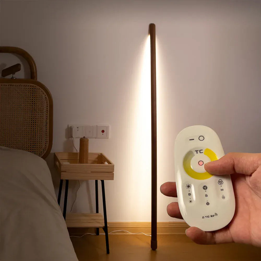 LampeHub Nordic Black Walnut European Ash Stay Against Wall Floor Lamp Design Bedroom Bedside Living Room Sofa LED Atmosphere Lamp