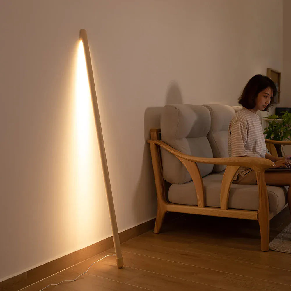LampeHub Nordic Black Walnut European Ash Stay Against Wall Floor Lamp Design Bedroom Bedside Living Room Sofa LED Atmosphere Lamp