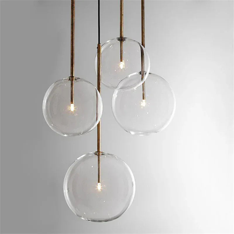 LampeHub Nordic Clear Glass Pendant Lights Globe Chrome Glass Ball Pendant Lamp Dining Room Kitchen Hanging Lamp decor lighting fixtures