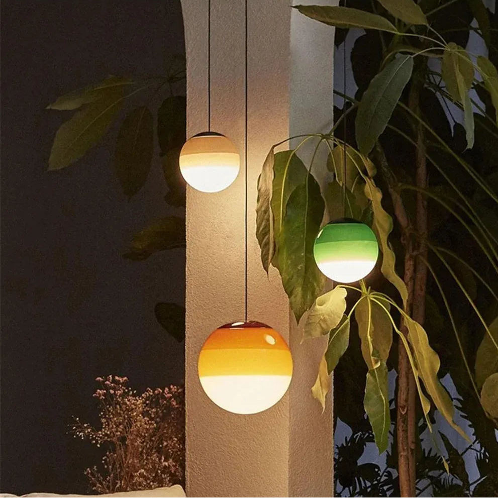 LampeHub Nordic minimalist rainbow glass pendant light modern creative cream style bedside restaurant bar counter pendant lights