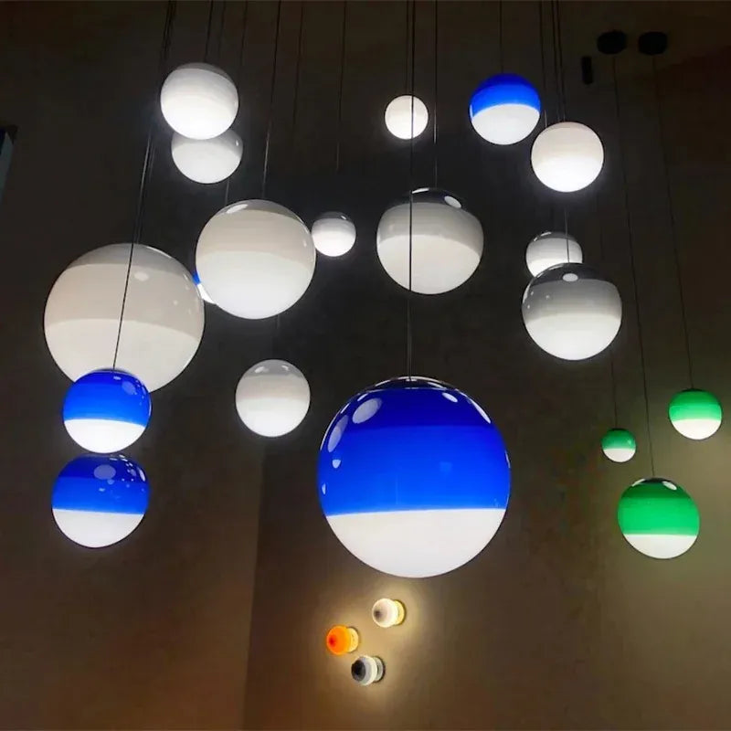LampeHub Nordic minimalist rainbow glass pendant light modern creative cream style bedside restaurant bar counter pendant lights
