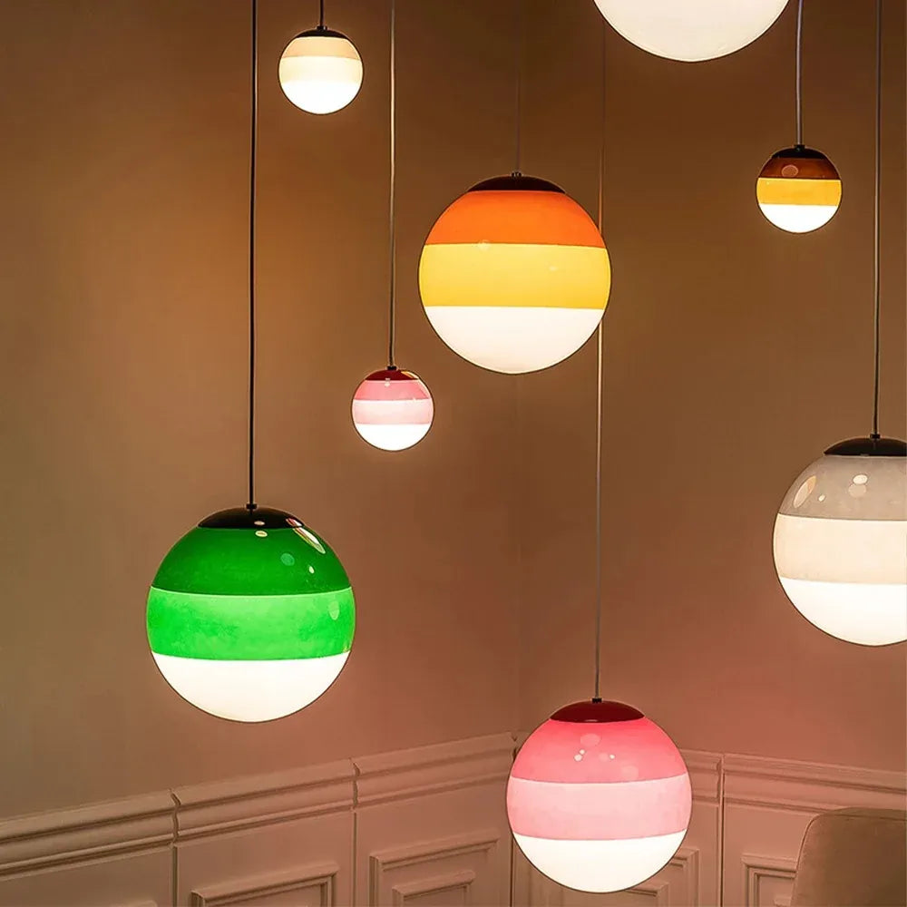 LampeHub Nordic minimalist rainbow glass pendant light modern creative cream style bedside restaurant bar counter pendant lights