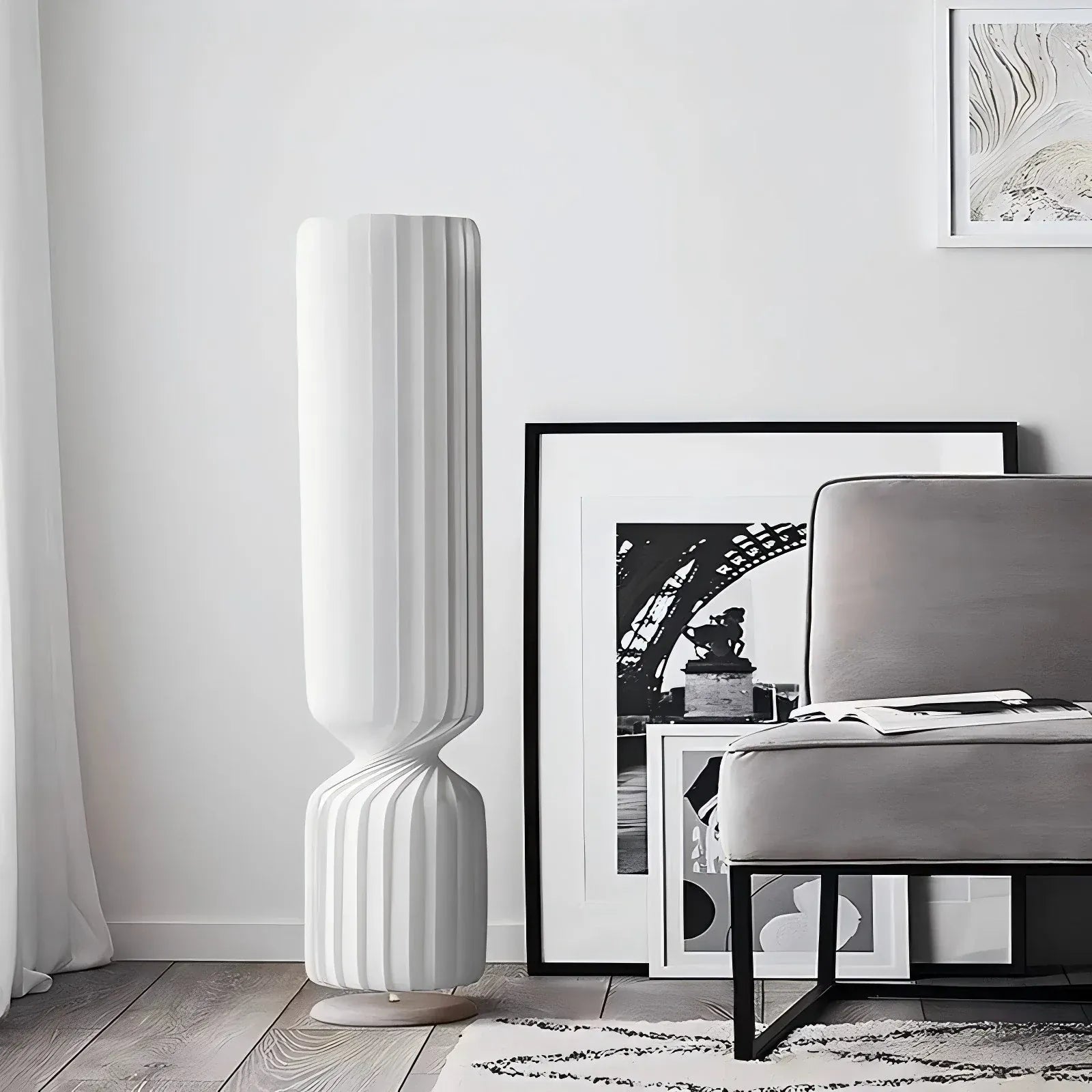 LampeHub Nordic Modern PVC Lampshade Creative Twist Floor Lamp for Hotel Home Decor Living Room Bedroom Bedside Office Corner Floor Lamps