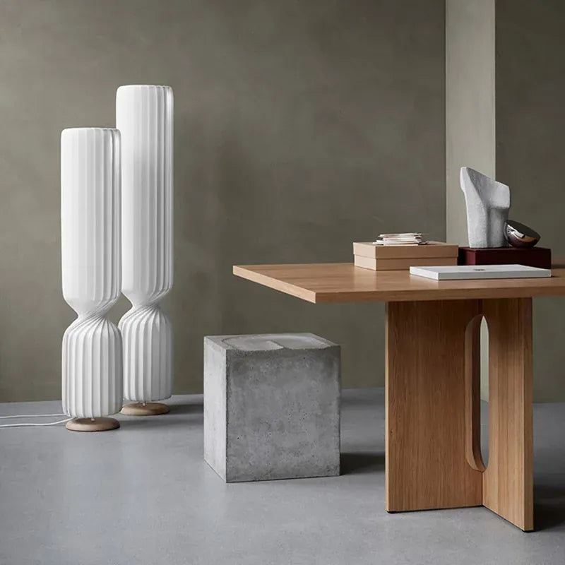 LampeHub Nordic Modern PVC Lampshade Creative Twist Floor Lamp for Hotel Home Decor Living Room Bedroom Bedside Office Corner Floor Lamps