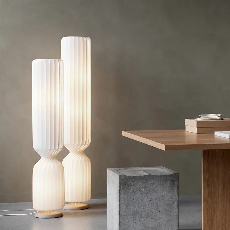 LampeHub Nordic Modern PVC Lampshade Creative Twist Floor Lamp for Hotel Home Decor Living Room Bedroom Bedside Office Corner Floor Lamps