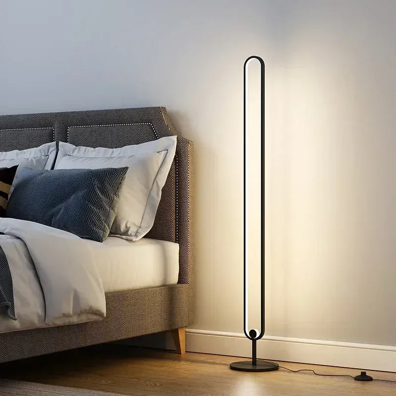 LampeHub Nordic Simple Rectangle Led Floor Lamp Beside The Sofa Black Aluminium Foot Switch Light Bedroom Living Room Lighting Luminaire