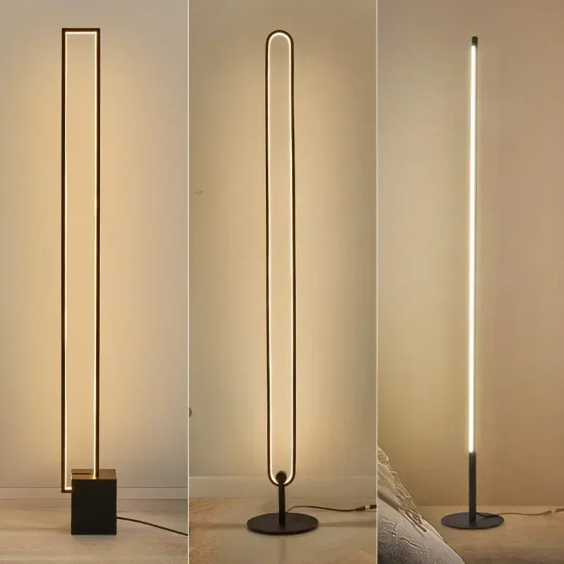 LampeHub Nordic Simple Rectangle Led Floor Lamp Beside The Sofa Black Aluminium Foot Switch Light Bedroom Living Room Lighting Luminaire
