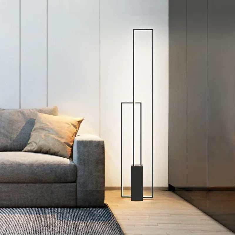 LampeHub Nordic Simple Rectangle Led Floor Lamp Beside The Sofa Black Aluminium Foot Switch Light Bedroom Living Room Lighting Luminaire