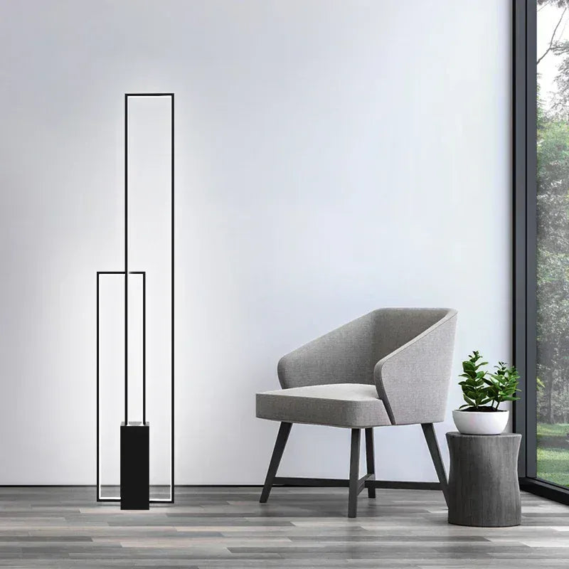 LampeHub Nordic Simple Rectangle Led Floor Lamp Beside The Sofa Black Aluminium Foot Switch Light Bedroom Living Room Lighting Luminaire